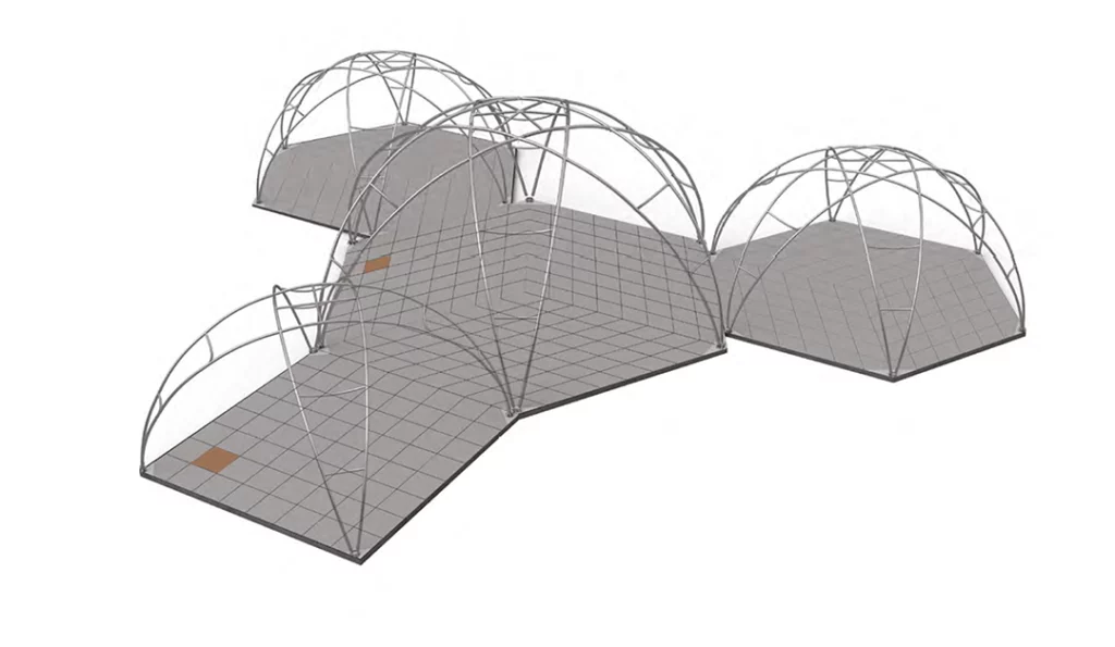 Schéma des structures des chapiteaux assemblées